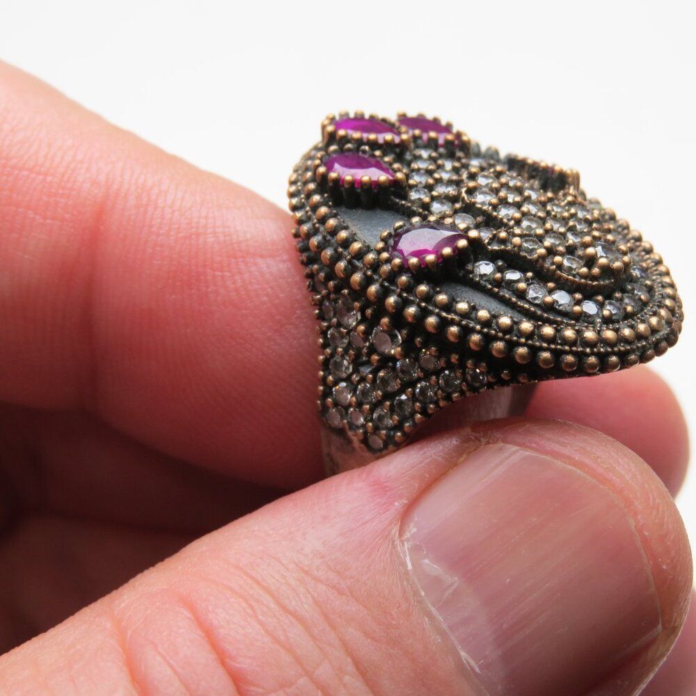 *925 Sterling Silver Diamond Ruby Ring - image 2